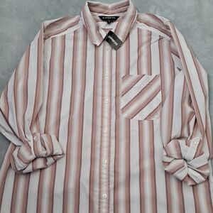 NWT Express Women's Shirt Button-Up Striped Lightweight Business Casual Sz S